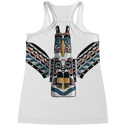 Native American Eagle Totem Print Women's Racerback Tank Top