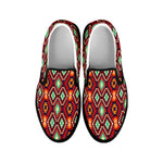 Native American Geometric Pattern Print Black Slip On Shoes