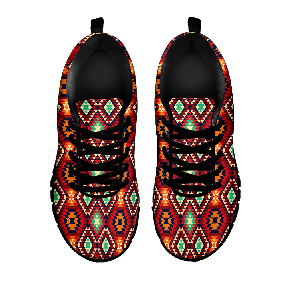 Native American Geometric Pattern Print Black Sneakers