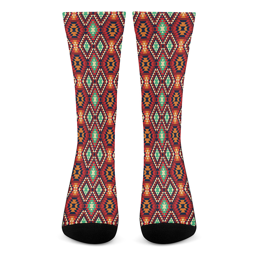 Native American Geometric Pattern Print Crew Socks