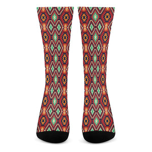 Native American Geometric Pattern Print Crew Socks