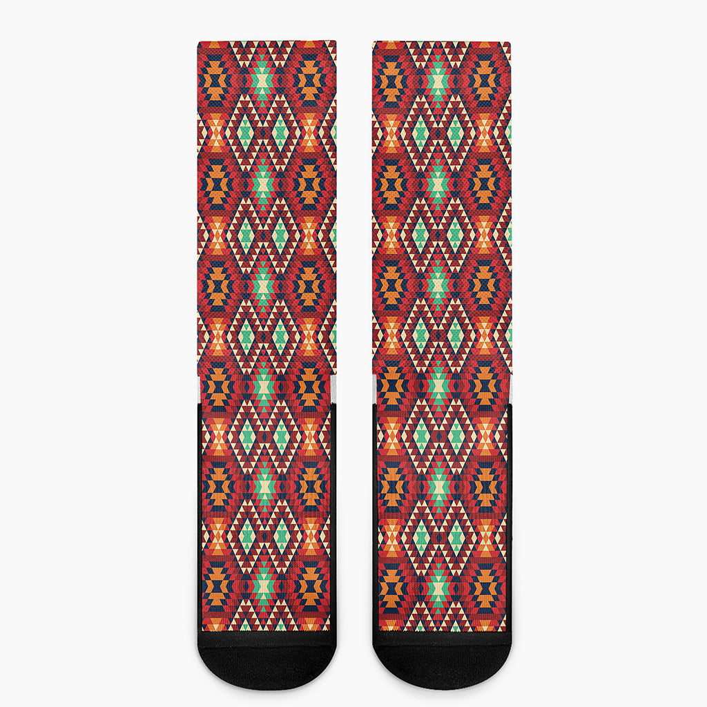 Native American Geometric Pattern Print Crew Socks