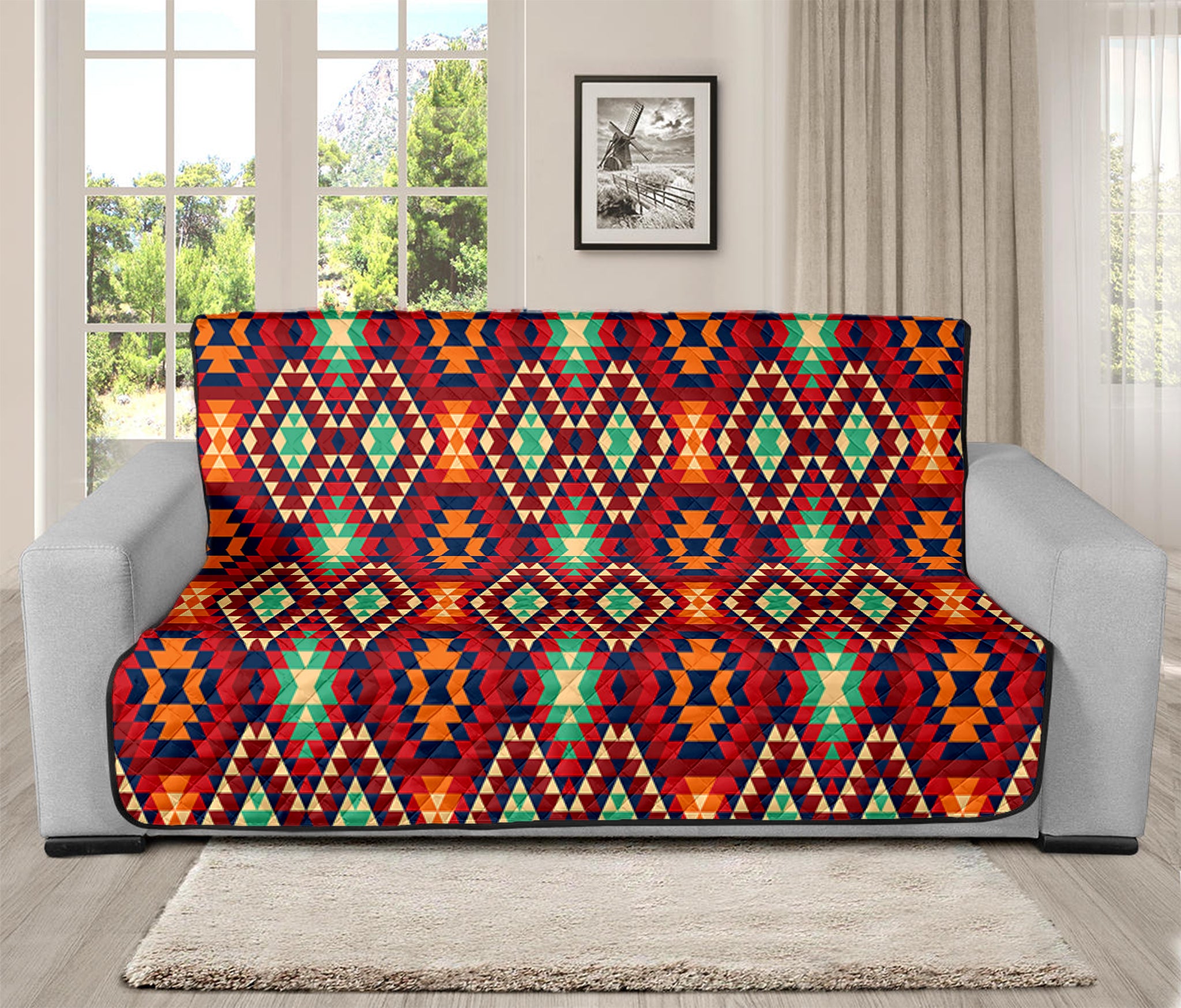 Native American Geometric Pattern Print Futon Protector