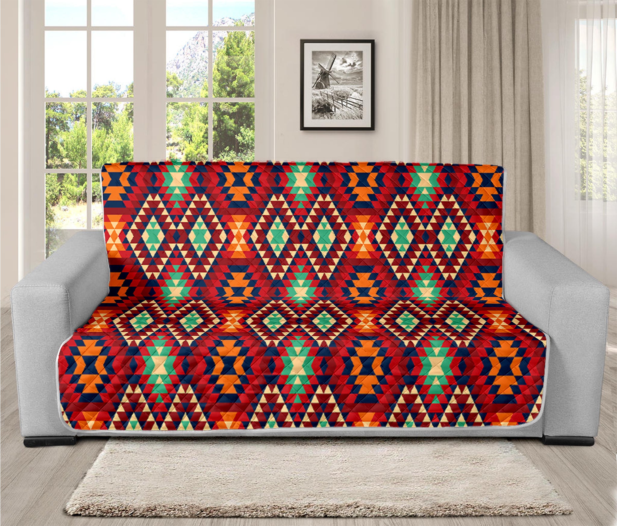 Native American Geometric Pattern Print Futon Protector