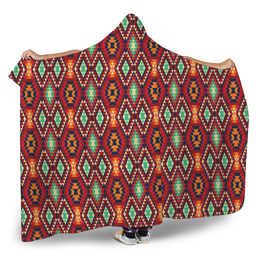 Native American Geometric Pattern Print Hooded Blanket