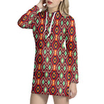 Native American Geometric Pattern Print Hoodie Dress