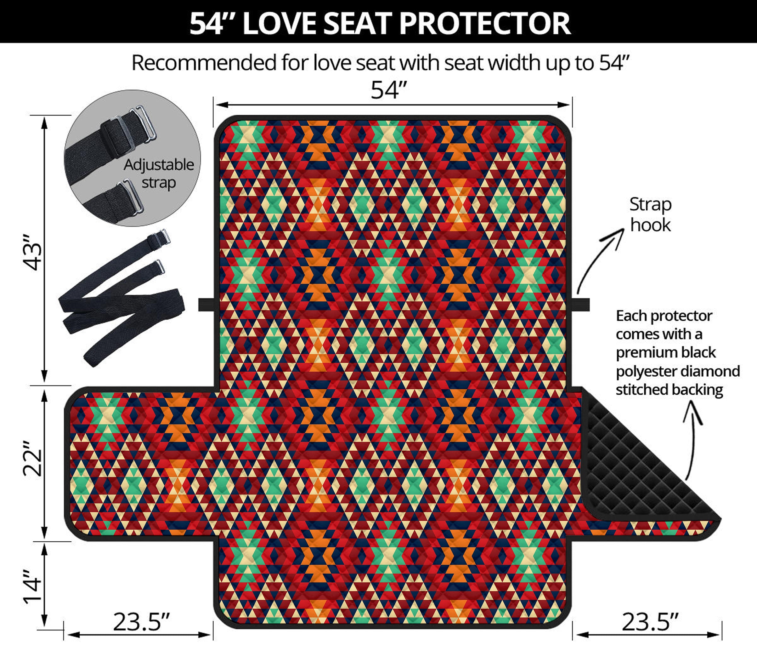 Native American Geometric Pattern Print Loveseat Protector