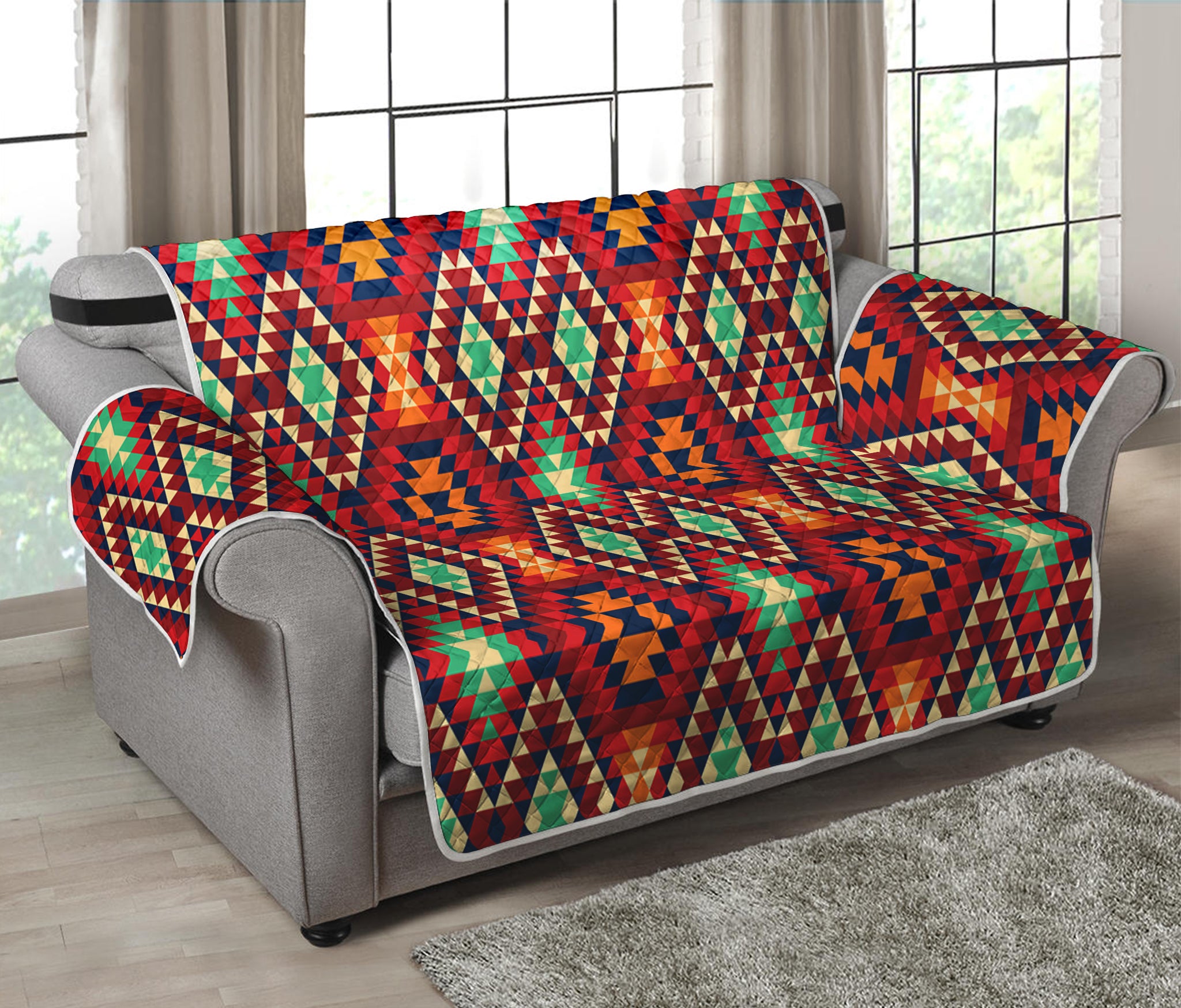 Native American Geometric Pattern Print Loveseat Protector