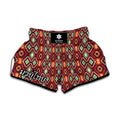 Native American Geometric Pattern Print Muay Thai Boxing Shorts