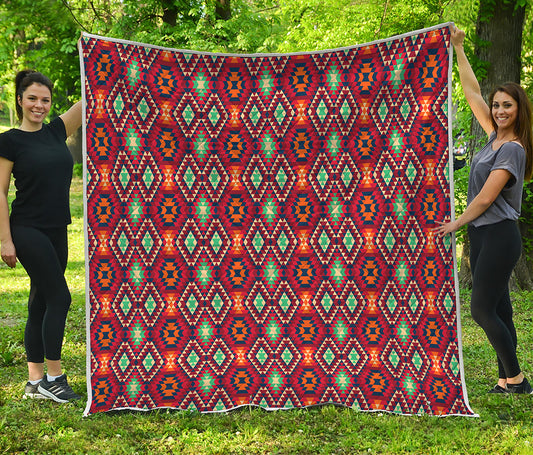 Native American Geometric Pattern Print Quilt