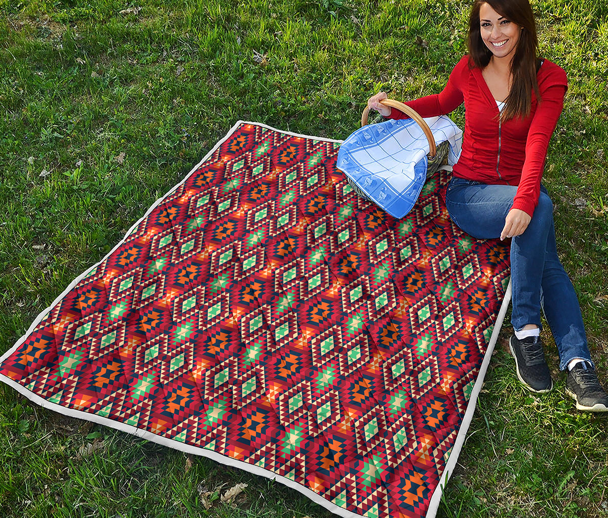 Native American Geometric Pattern Print Quilt