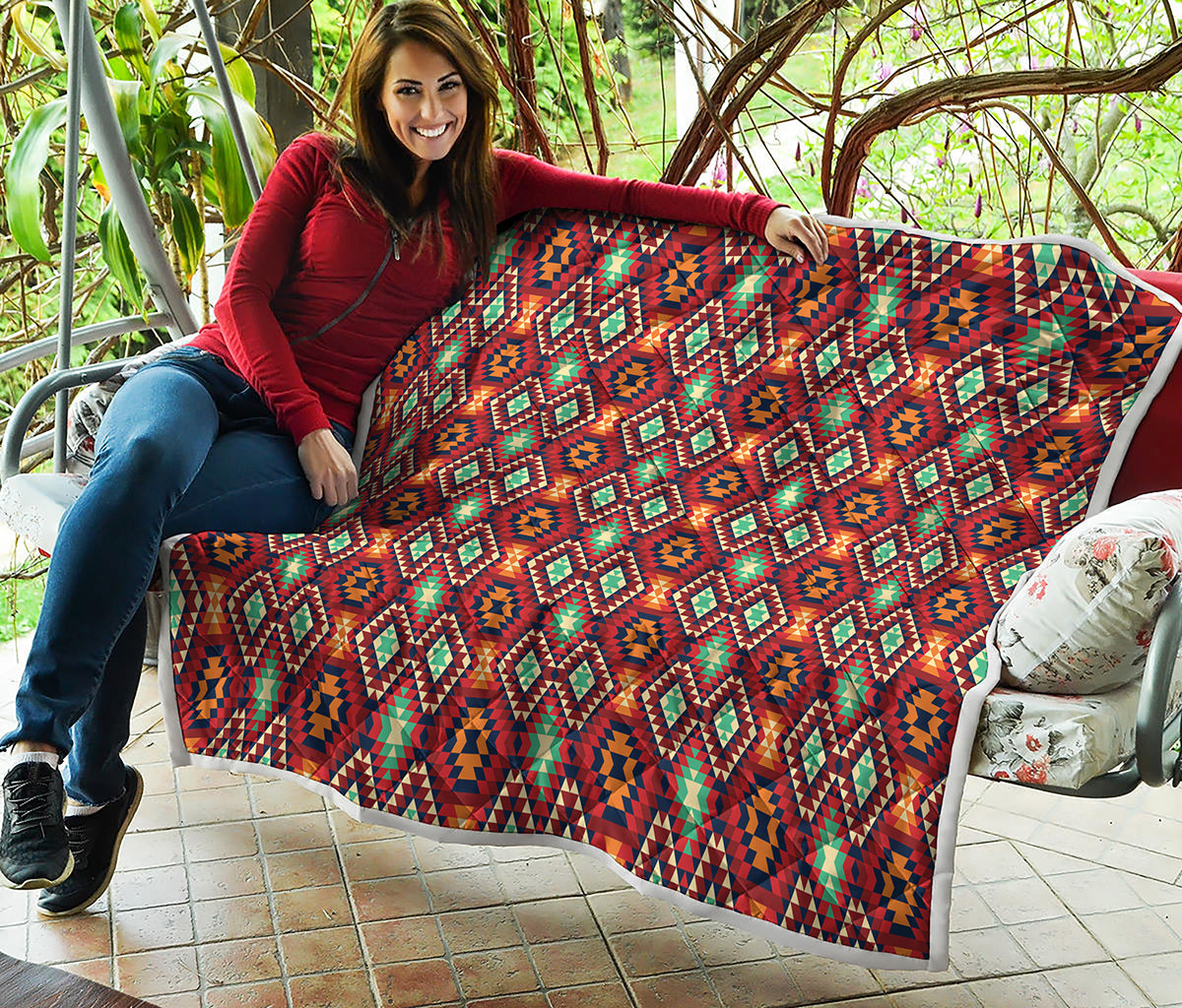 Native American Geometric Pattern Print Quilt