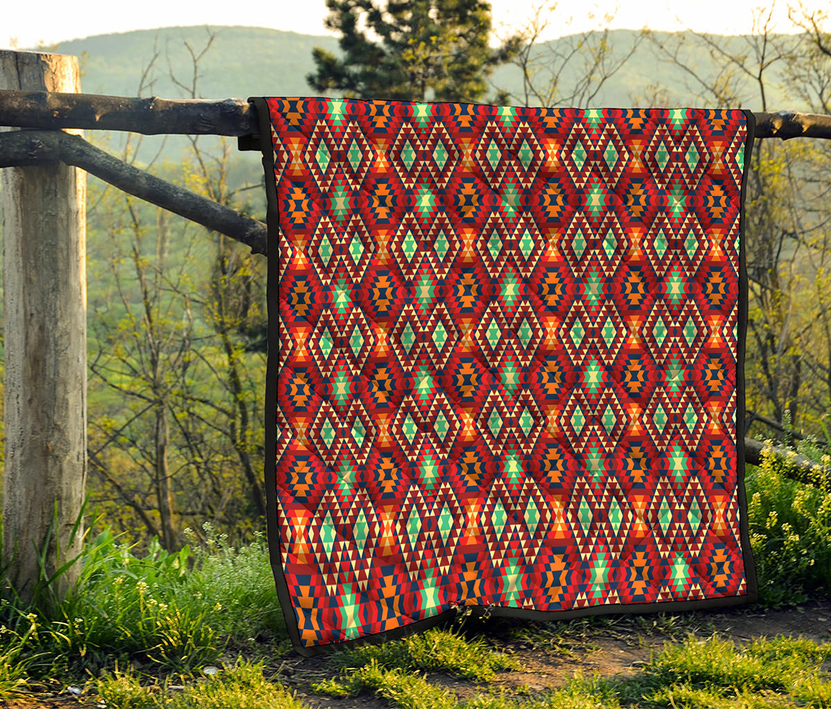 Native American Geometric Pattern Print Quilt
