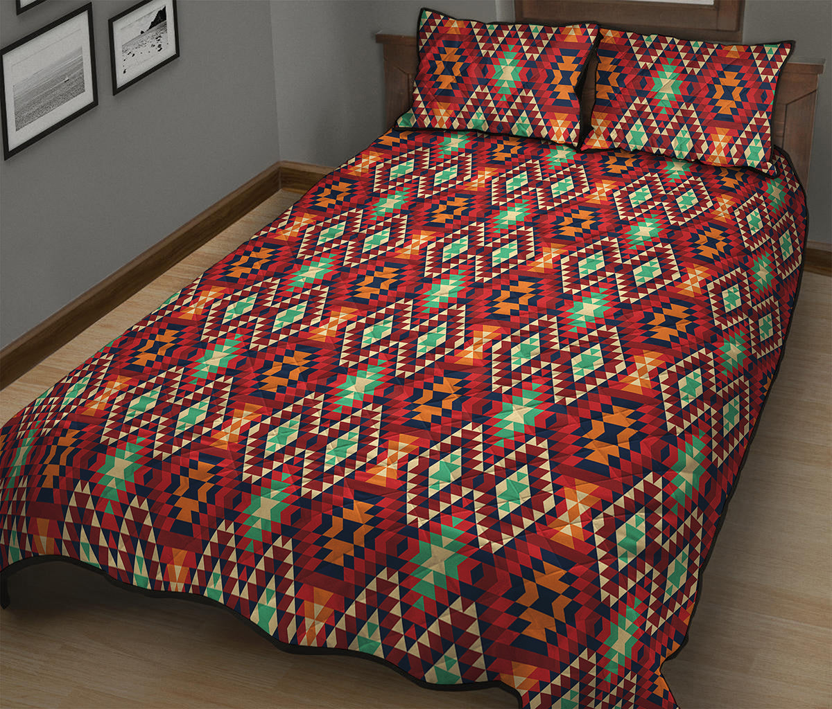 Native American Geometric Pattern Print Quilt Bed Set