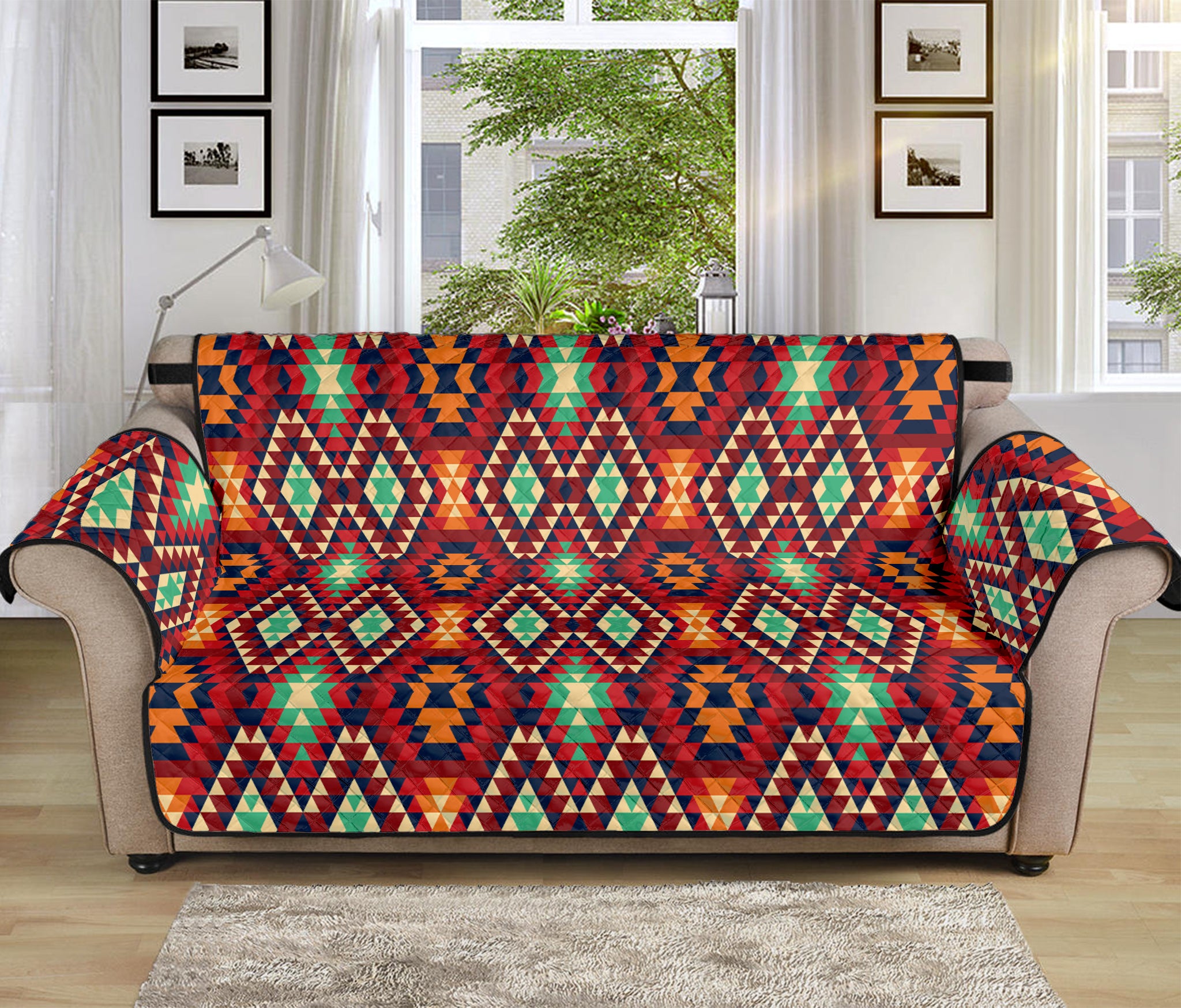 Native American Geometric Pattern Print Sofa Protector