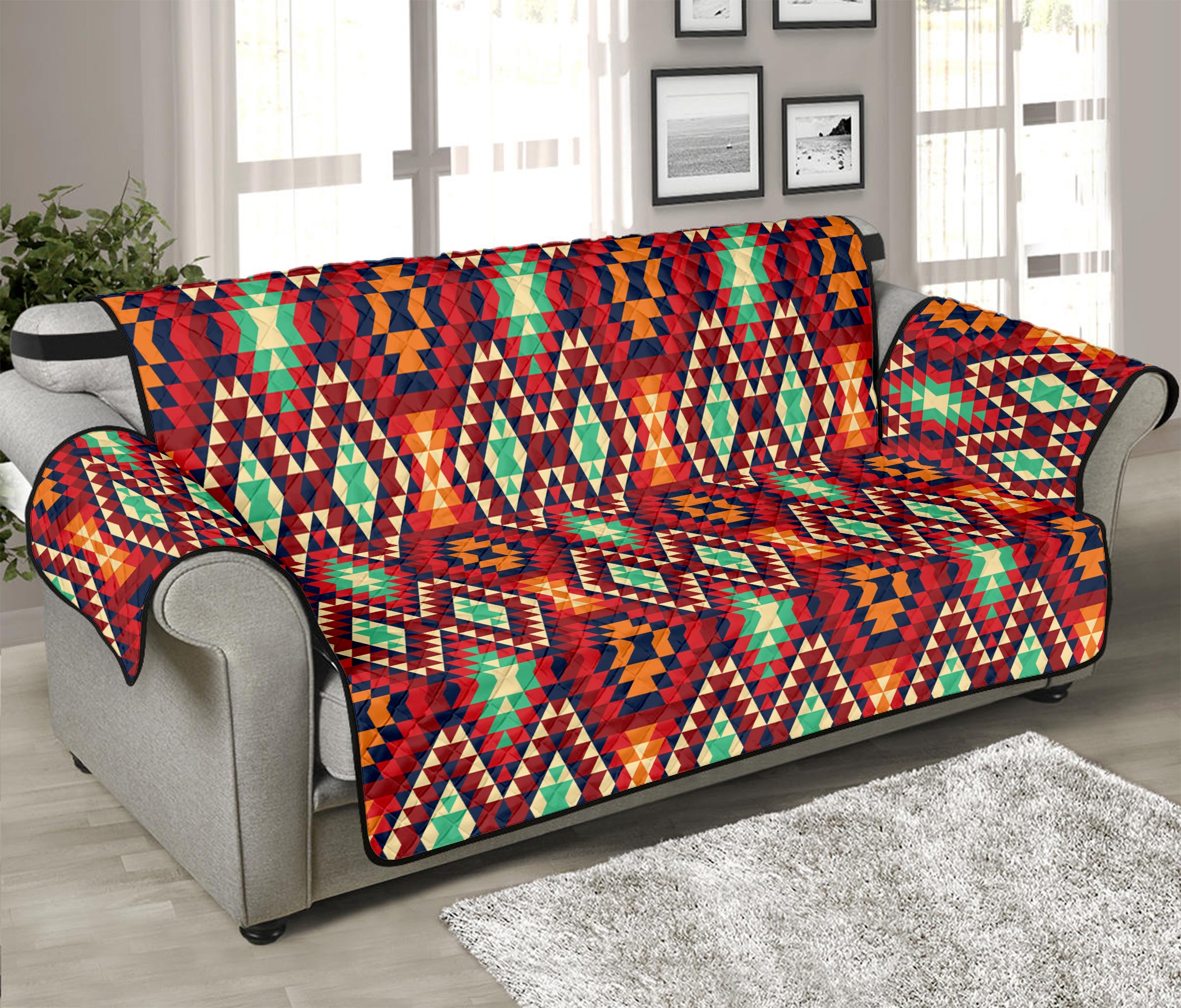 Native American Geometric Pattern Print Sofa Protector