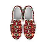 Native American Geometric Pattern Print White Slip On Shoes