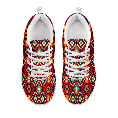 Native American Geometric Pattern Print White Sneakers