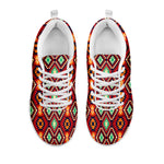 Native American Geometric Pattern Print White Sneakers