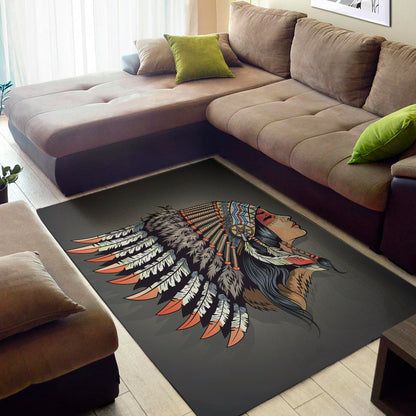 Native American Indian Girl Print Area Rug