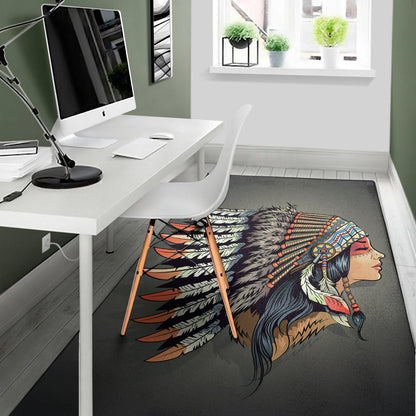 Native American Indian Girl Print Area Rug