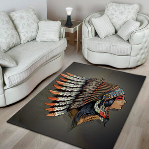 Native American Indian Girl Print Area Rug