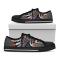 Native American Indian Girl Print Black Low Top Sneakers