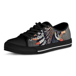 Native American Indian Girl Print Black Low Top Shoes 