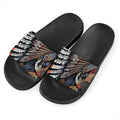 Native American Indian Girl Print Black Slide Sandals