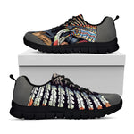 Native American Indian Girl Print Black Sneakers