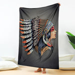 Native American Indian Girl Print Blanket