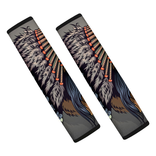 Native American Indian Girl Print Car Seat Belt Covers