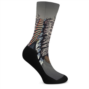 Native American Indian Girl Print Crew Socks