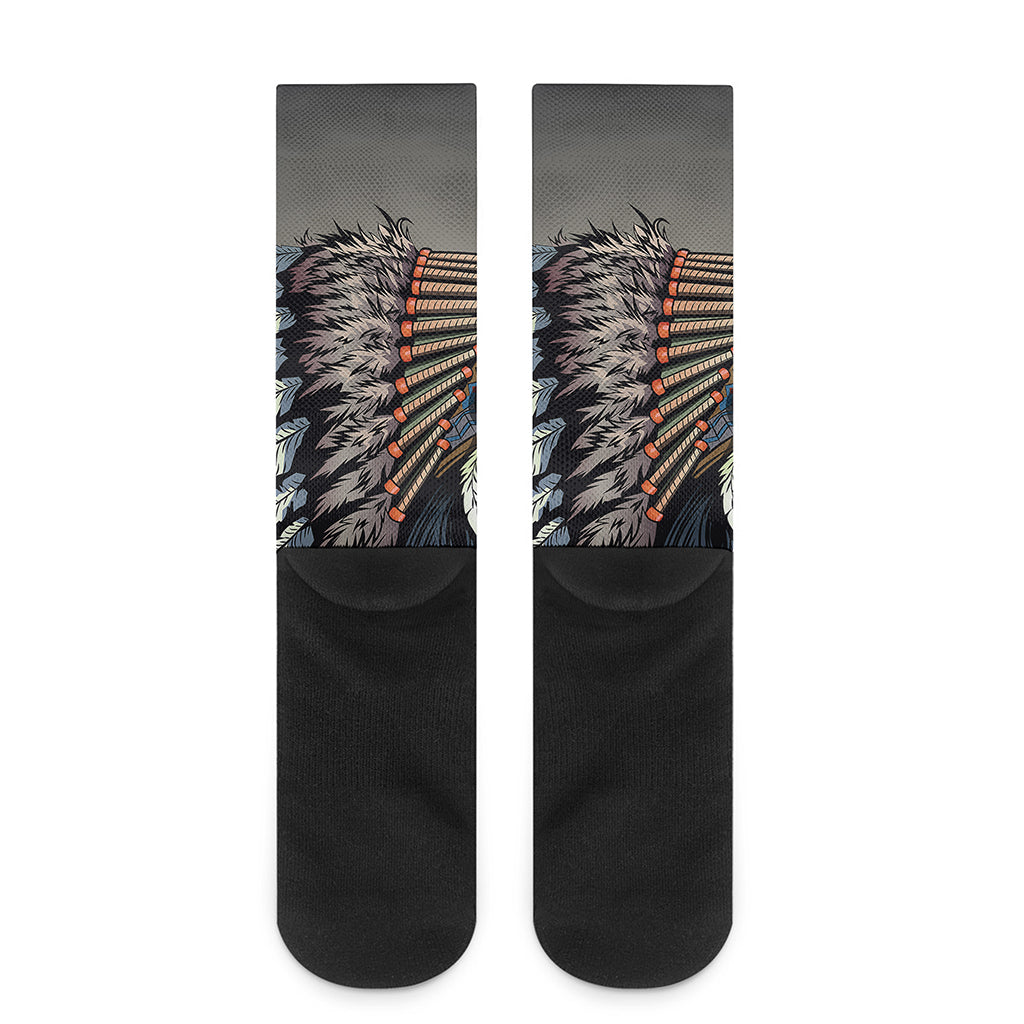 Native American Indian Girl Print Crew Socks