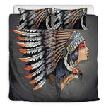 Native American Indian Girl Print Duvet Cover Bedding Set