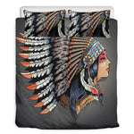 Native American Indian Girl Print Duvet Cover Bedding Set