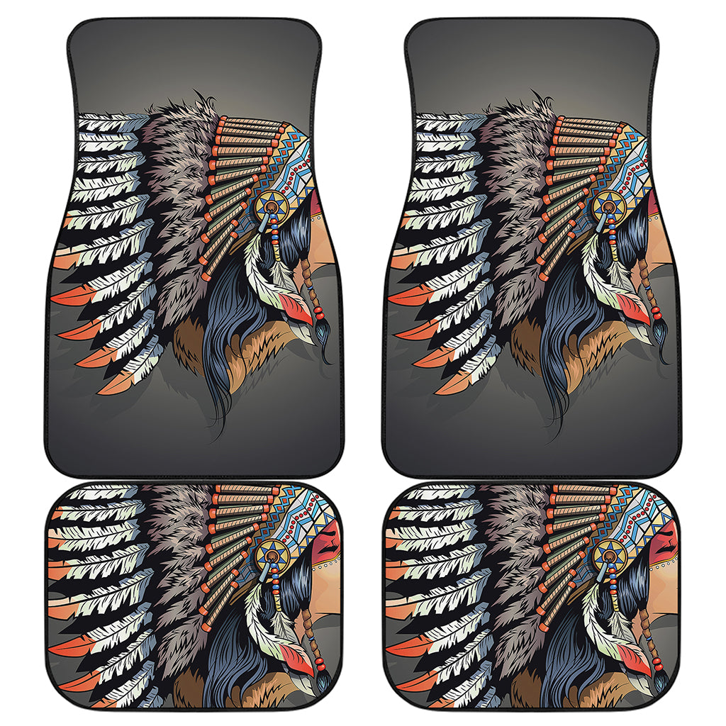 Native American Indian Girl Print Front and Back Car Floor Mats