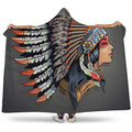 Native American Indian Girl Print Hooded Blanket