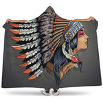 Native American Indian Girl Print Hooded Blanket
