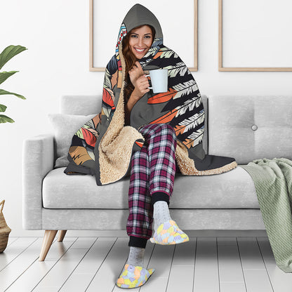 Native American Indian Girl Print Hooded Blanket