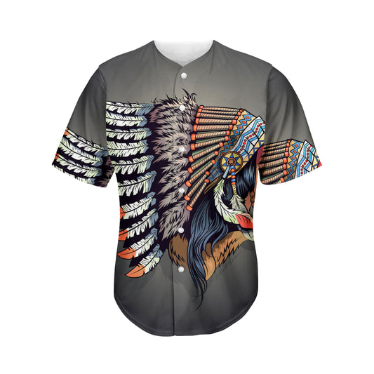 Native American Indian Girl Print Men's Baseball Jersey