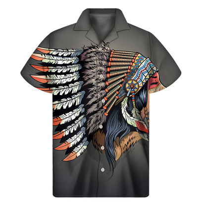 Native American Indian Girl Print Men's Short Sleeve Shirt