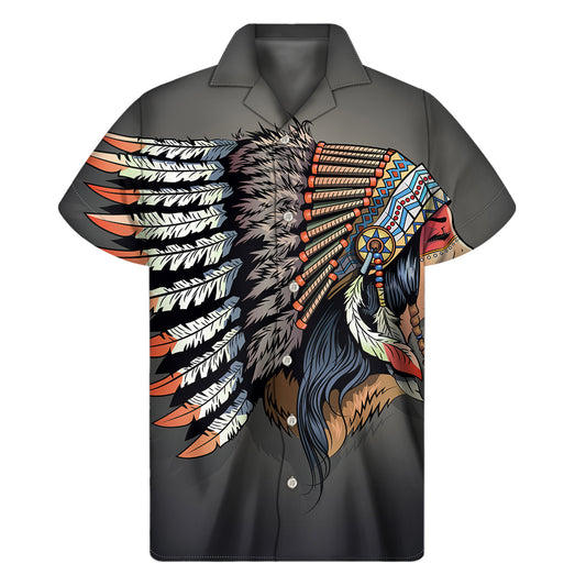 Native American Indian Girl Print Men's Short Sleeve Shirt