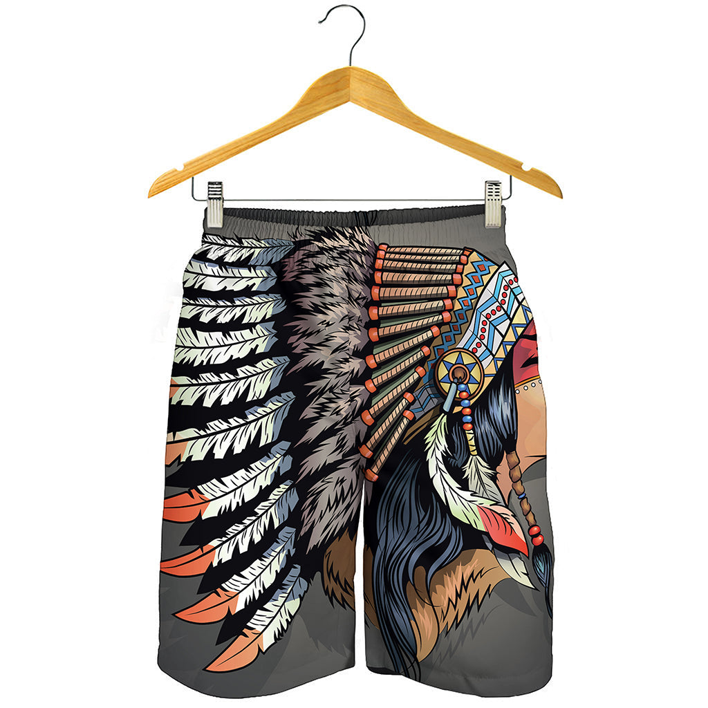 Native American Indian Girl Print Men's Shorts