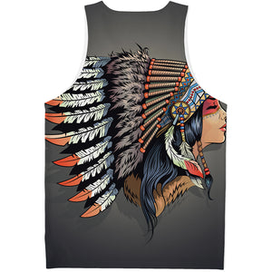 Native American Indian Girl Print Men's Tank Top