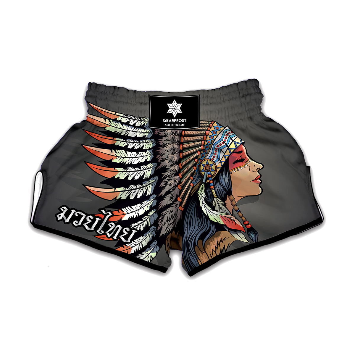 Native American Indian Girl Print Muay Thai Boxing Shorts