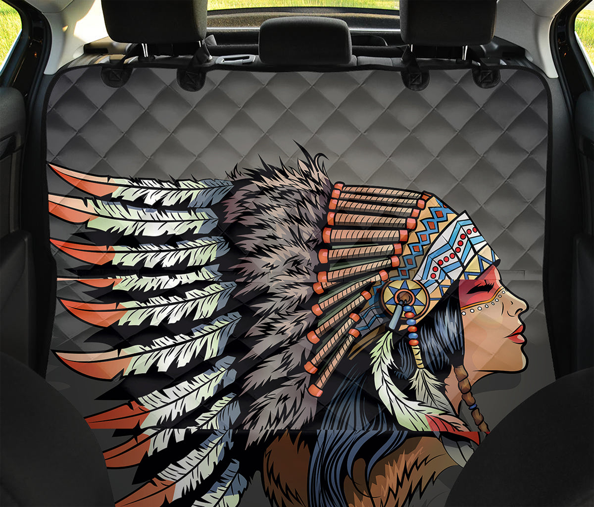 Native American Indian Girl Print Pet Car Back Seat Cover