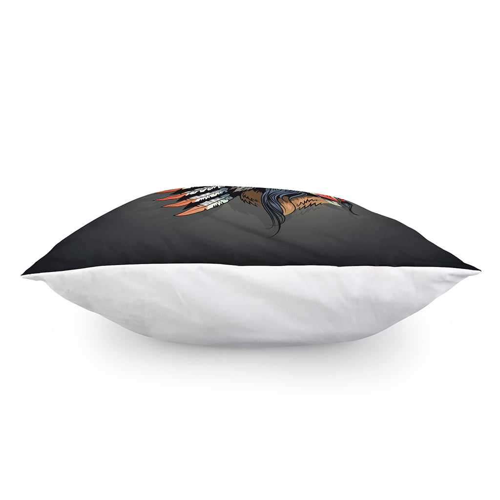 Native American Indian Girl Print Pillow Cover