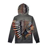 Native American Indian Girl Print Pullover Hoodie
