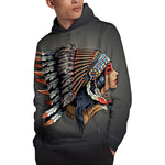 Native American Indian Girl Print Pullover Hoodie